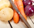 Basic vegetable ingredients carrot potato onion