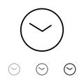 Basic, Watch, Time, Clock Bold and thin black line icon set