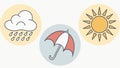 Basic Weather Forecast Icons: Sun, Rain, Clouds for Daily Reports, vector design Generative AI Royalty Free Stock Photo