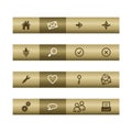 Basic web icons on bronze bar Royalty Free Stock Photo