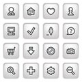 Basic web icons on gray buttons.