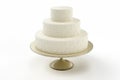 Basic wedding cake on plate isolated white background Royalty Free Stock Photo