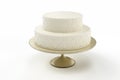 Basic wedding cake on plate isolated white background Royalty Free Stock Photo