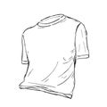 Basic white cotton t-shirt sketch. Vector illustration. Royalty Free Stock Photo