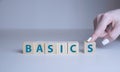 BASICS word made with building blocks on white