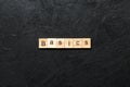 BASICS word written on wood block. BASICS text on table, concept Royalty Free Stock Photo