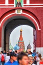Basil cathedral from Resurection Gate in Moscow Royalty Free Stock Photo