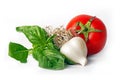 Basil, garlic, tomato Royalty Free Stock Photo