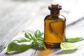 Basil oil and fresh herbs
