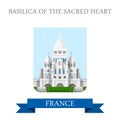 Basilic Sacred Heart Paris France flat vector attraction sight Royalty Free Stock Photo