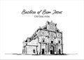 Basilica of bom Jesus Christ old goa india Sketch vector illustration