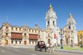 The Basilica Cathedral of Lima is a Roman Catholic cathedral located in the Plaza Mayor in Lima, Peru. Royalty Free Stock Photo