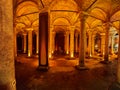 Basilica Cistern Turkish: Yerebatan Sarayi - Sunken Palace Underground cistern in Istanbul, Turkey, built by the Romans