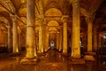 The Basilica Cistern - underground water reservoir build by Emperor Justinianus in 6th century, Istanbul, Turkey Royalty Free Stock Photo