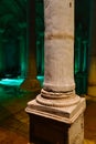 The Basilica Cistern, or Yerebatan Sarayi, is the ancient underground water reservoir beneath Istanbul city, Turkey Royalty Free Stock Photo