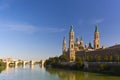 Basilica del Pilar in a bright sunny day on a background of blue Royalty Free Stock Photo