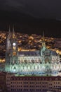 Basilica del Voto Nacional en Quito at night Royalty Free Stock Photo