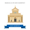 Basilica di San Marino Europe flat vector attraction landmark