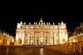 Basilica di San Pietro in Vaticano at night Royalty Free Stock Photo