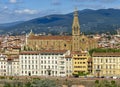 Basilica of the Holy Cross (Santa Croce) and Florence architecture along Arno river, Italy