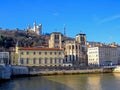 Basilica of Notre-Dame de Fourviere of Virgin Mary and Cathedral of Saint John the Baptist, Lyon, France Royalty Free Stock Photo