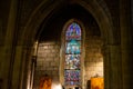 Basilica of Notre Dame de Nice, France, stained glass in the church Royalty Free Stock Photo