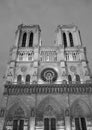 Basilica of Notre Dame Paris in France with black and white effe Royalty Free Stock Photo