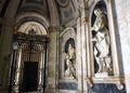 Basilica of Palace-Convent of Mafra, niche of the entrance gallery adorned with sculptures, Mafra, Portugal