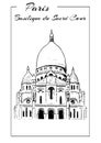 Basilica of Sacre Coeur in Montmartre, Paris. Illustration in draw, sketch style