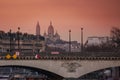 Basilica of Sacre Coeur and Pont d'Iena Bridge Royalty Free Stock Photo