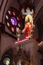 Interiors of Basilica of the Sacred Heart of Jesus - statue of Jesus - Indian Church - Pondicherry religious pilgrim trip Royalty Free Stock Photo