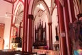 Interiors of Basilica of the Sacred Heart of Jesus - ancient architecture - Indian Church - Pondicherry religious pilgrim trip Royalty Free Stock Photo