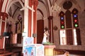 Interiors of Basilica of the Sacred Heart of Jesus - ancient architecture - Indian Church - Pondicherry religious pilgrim trip Royalty Free Stock Photo