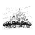 The Basilica of the Sacred Heart. Paris, France. Graphic sketch