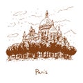 The Basilica of the Sacred Heart. Paris, France. Graphic illustration