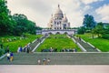 Basilica of SacrÃÂ©-Coeur de Montmartre in the 80s Royalty Free Stock Photo