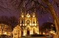 Basilica of Saint Clotilde at rainy night , Paris, France.