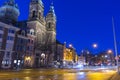 Basilica of Saint Nicholas at night time, near the Central railway Station,Amsterdam, Netherlands Royalty Free Stock Photo