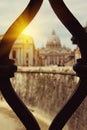 Basilica of Saint Peter`s view from bridge Saint Angel, Rome, I Royalty Free Stock Photo