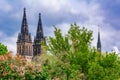 Basilica of St. Peter and St. Paul in Vysehrad (Upper Castle) towers Prague Czech Republic