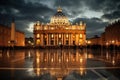 Basilica of Saint Peter in Vatican at night, Rome, Italy, St Peter Cathedral in Rome, Italy, AI Generated Royalty Free Stock Photo