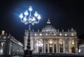 Basilica of Saint Peter in the Vatican. Night scene Royalty Free Stock Photo