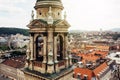 Basilica of Saint Stephen, one of the small towers over cityscape of Budapest, Hungary