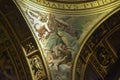 Golden detail of the interior of the Basilica of Sant`Andrea della Valle, a place of Catholic-Roman worship.