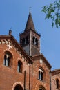 The Basilica of Sant Eustorgio ,vertical view of the bell tower of the church