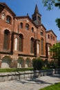 The Basilica of Sant Eustorgio, vertical view left part of the church