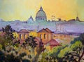 Basilica Sant Pietro panoramic painting, Rome