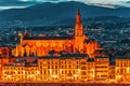 Basilica of Santa Croce Basilica di Santa Croce di Firenze on Holy Cross Square Piazza di Santa Croce in Florence. Night