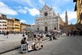 Basilica of Santa Croce in Florence with peddlers Royalty Free Stock Photo