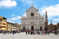 Basilica of Santa Croce in Florence with tourists Royalty Free Stock Photo